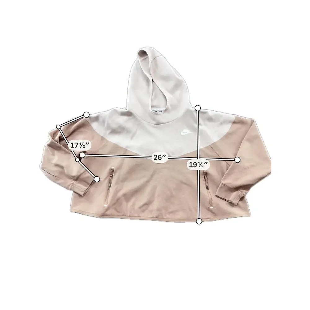 Nike Hoodie Womens 1X Beige Colorblock Fleece Pullover Zip Pockets CT6631-215